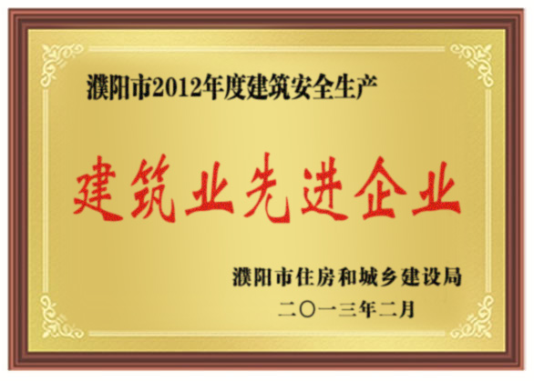 2012年建筑業(yè)先進企業(yè)